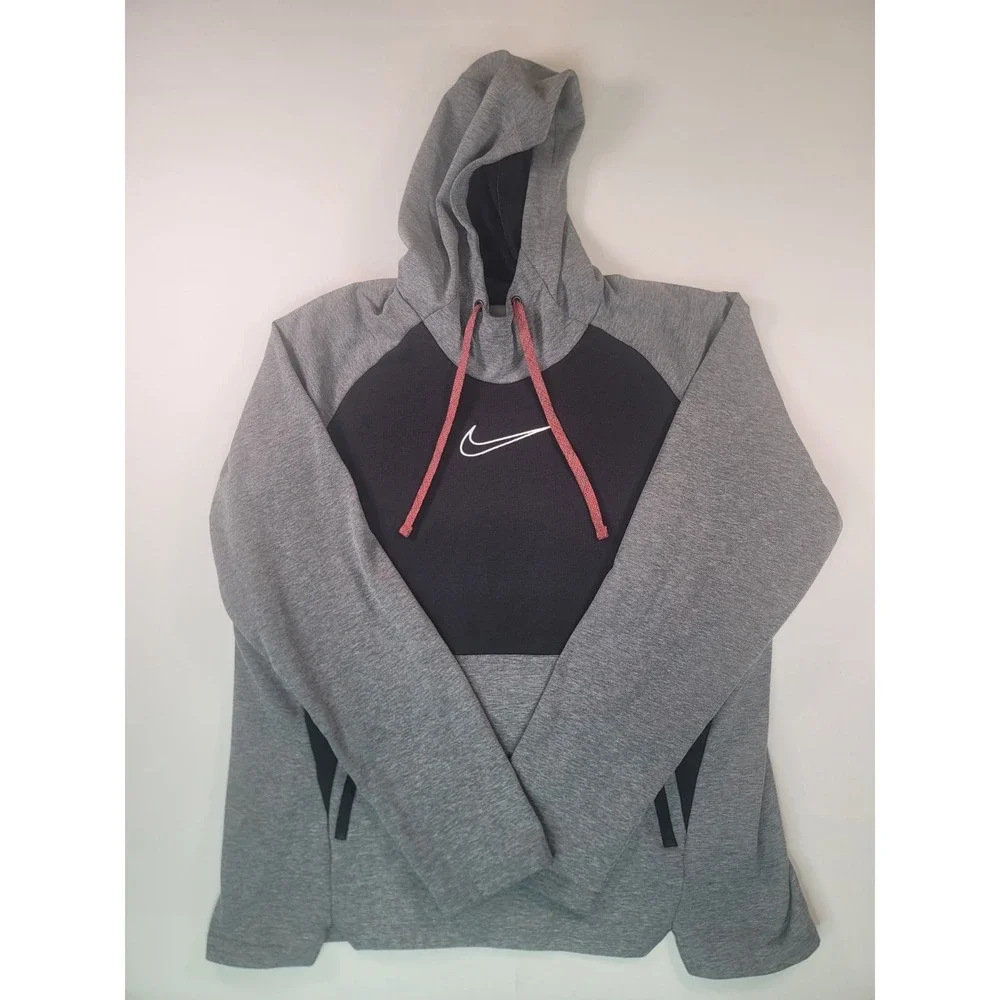 Nike Therma-FIT Pullover Hoodie Gray Black Swoosh Men's Large